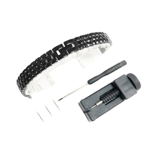 PPzsyxx Massives Edelstahl-Universal-Uhrenarmband 6mm 8mm 10mm 12mm 14mm Damen Ersetzen Sie die Metall-Uhrenkette Zubehör(Black,14mm) von PPzsyxx