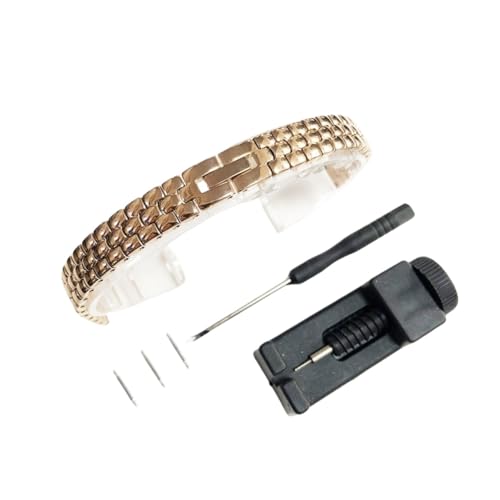 PPzsyxx Massives Edelstahl-Universal-Uhrenarmband 6mm 8mm 10mm 12mm 14mm Damen Ersetzen Sie die Metall-Uhrenkette Zubehör(Rose gold,14mm) von PPzsyxx