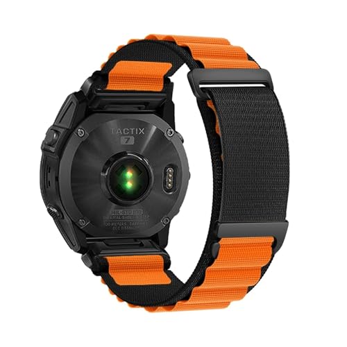 QuickFit 20/22/26mm gewebtes Nylonband for Garmin Fenix ​​8 47mm 51mm E 7 7X 6 6X 5 5X Plus/Enduro 3/Epix Pro Gen 2 Armband Zubehör(Orange Black,26mm) von PPzsyxx