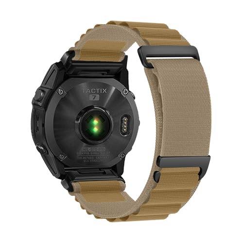 QuickFit 20/22/26mm gewebtes Nylonband for Garmin Fenix ​​8 47mm 51mm E 7 7X 6 6X 5 5X Plus/Enduro 3/Epix Pro Gen 2 Armband Zubehör(Wheat Black,20mm) von PPzsyxx