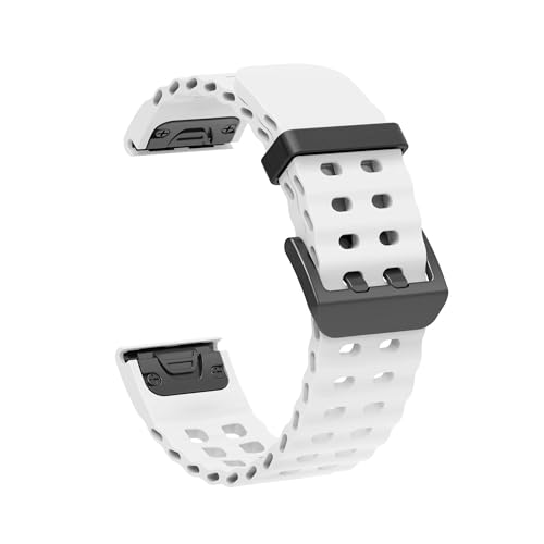 QuickFit 22mm 26mm Silikonarmband for Garmin Fenix ​​8 E 7 7X 6X Pro 5XPlus Epix Pro Gen 2 47mm 51mm/Enduro 3 Armband Correa(WHITE,26mm Fenix 7X-3HR) von PPzsyxx