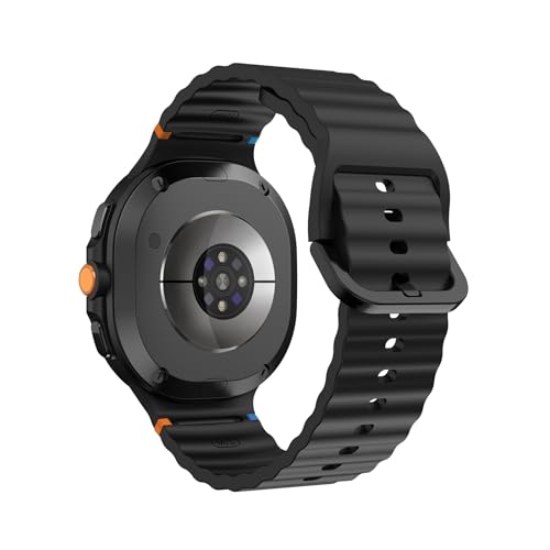 Silikon-Wellen-Näharmband for Samsung Galaxy Watch 8 40mm 44mm 8Classic 46mm Band Sportarmband Correa Zubehör(Black,For Watch 8 44mm) von PPzsyxx