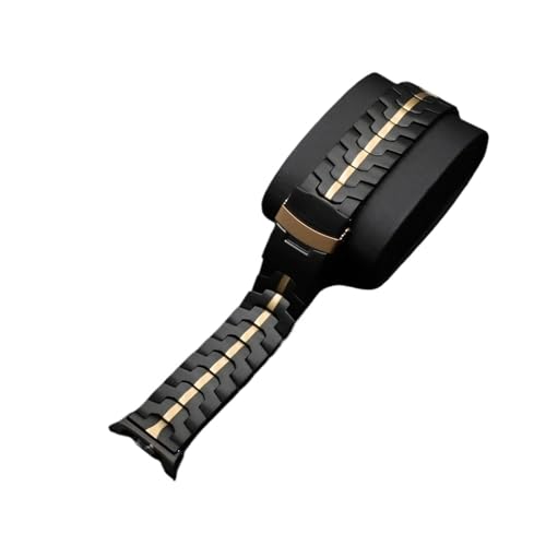 Titanarmband for Samsung Galaxy Watch 8, klassisches Metallband for Galaxy Watch8, 40 mm, 44 mm, Herren-Business-Armband Zubehör(Black gold,For Watch 8 44MM) von PPzsyxx