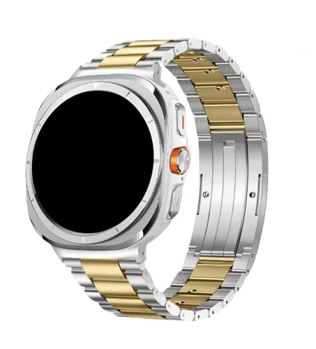 Titanarmband for Samsung Galaxy Watch Ultra 2025 47mm Armband for Watch 8 40mm 44mm 8Classic 46mm Band Armband Quick Fit Zubehör(Silver Gold,For Galaxy Ultra2 (2025)) von PPzsyxx