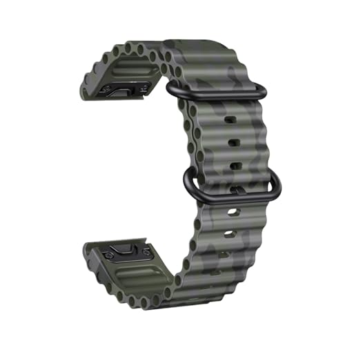 Wave Ocean Quick Fit Silikonarmband for Garmin Fenix ​​8 7 6 5 Armband(Army Green Camouflage,22MM) von PPzsyxx