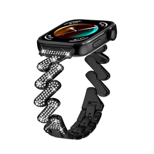 Z-förmiges, glänzendes Modearmband for Huawei Watch Fit3, Edelstahlarmband for Huawei Fit 4/4Pro, Metallband ersetzen Zubehör(Black,For Fit 3) von PPzsyxx