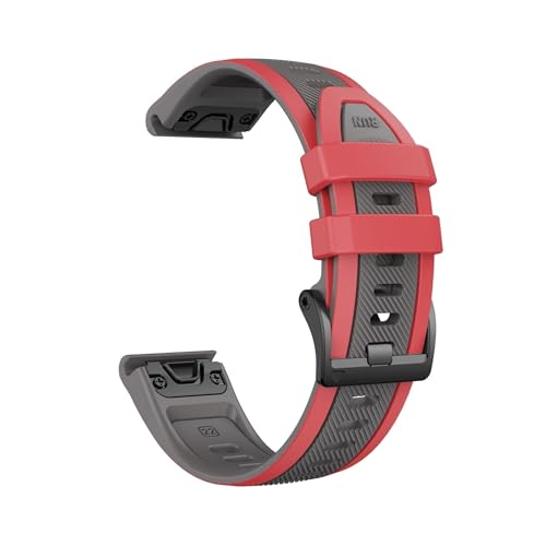 Zweifarbiges Silikon-Uhrenarmband QuickFit 22 mm 26 mm for Garmin Fenix ​​8 7 Pro/Quatix 6 6X 5X Epix Pro Gen 2 47 mm 51 mm Armband(Red gray,26mm(Fenix8 51mm)) von PPzsyxx