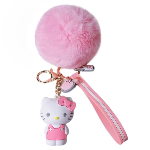 Kitty Schlüsselanhänger, Sanrio Schlüsselanhänger, Plüschtier Hello Cat Sanrio Anhänger, Anime Kawaii Schlüsselanhänger, PQKL-party Kitty Kuscheltier,Cute Keychain Plüsch Rucksäcken Charms für Mädchen von PQKL-party