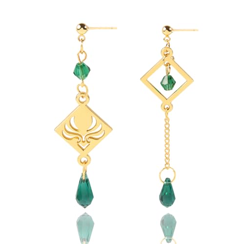 PQKL-Party Genshin Impact Venti Ohrringe - Wind Element Asymmetrische Ohrhänger, Cosplay Schmuck Zubehör, Merch Geschenke für Gaming Mädchen Fan von PQKL-party