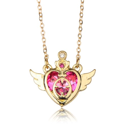 PQKL-party Sailor Moon Halskette, Sailor Moon liebt Kristall Halskette, Anime SailorMoon liebt Magie Zauberstab Kristall Rollenspiele Halskettes, Frauenschmuck Mädchen Geschenk von PQKL-party