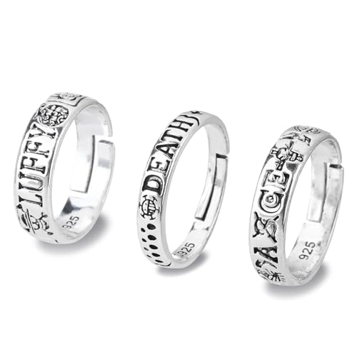 One Piece Cosplay Anime Ring,One Piece Luffy Anime-Ring,One Piece Ring,3pcs Anime-Ring,PQKL-party Cosplay Schmuck,für Männer Frauen,Accessoires Geschenk von PQKL-party