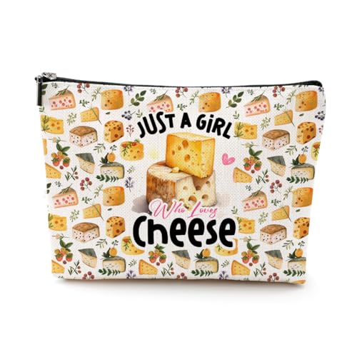 Pickle Avocado Wassermelone Pilz Zitrone Kosmetiktasche Make-up Tasche Muttertag Abschluss Geburtstag Geschenke für Frauen, Käse, 9.7" x 6.8 "x 2" von PQV