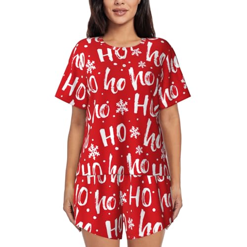 PQruop Zweiteiliger Damen-Pyjama mit weihnachtlichem Hintergrunddruck, kurzärmelig, Rundhalsausschnitt, Freizeitkleidung, Schwarz , 4XL PQruop Zweiteiliger Damen-Pyjama mit weihnachtlichem Hintergrunddruck, kurzärmelig, Rundhalsausschnitt, Freizeitkleidung, Schwarz , 4XL von PQruop