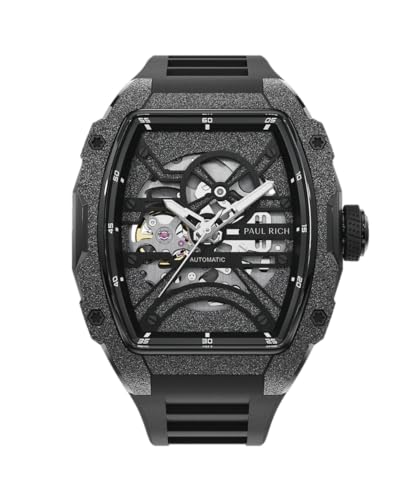 Paul Rich Astro Skeleton – Innovatives Automatikuhr-Design mit Transparentem Zifferblatt und Tonneau-Form (Black) von PR Paul Rich