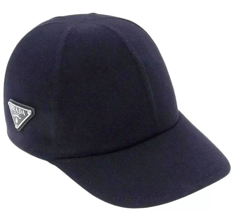 PRADA Baseball Cap Basebalkappe Schurwolle mit Triangolo-Logo Cap Triangolo-Logo aus emailliertem Metall von PRADA
