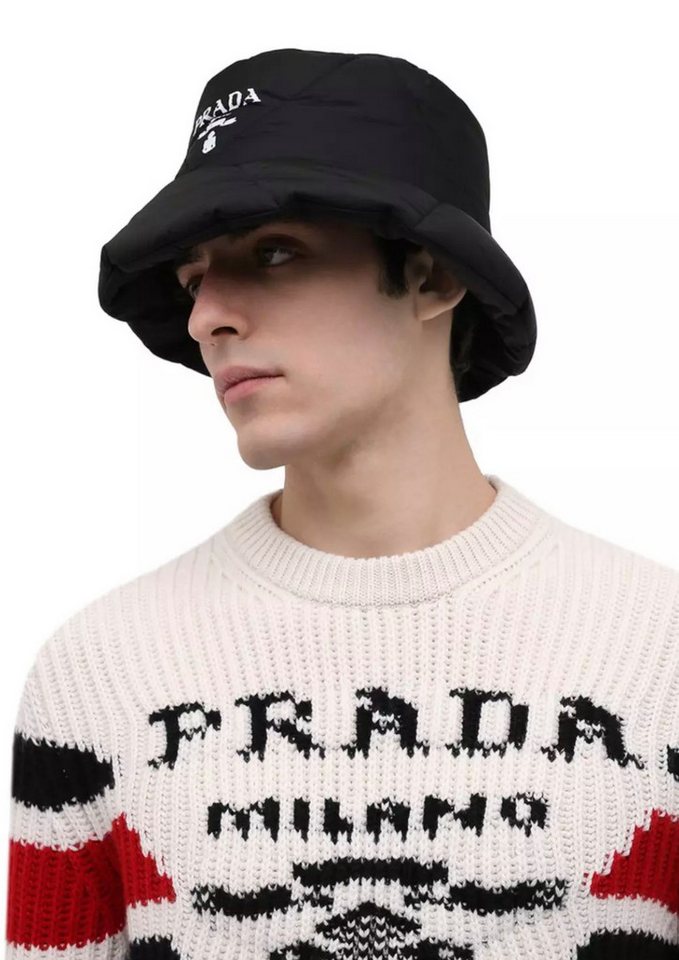 PRADA Fischerhut Wattierter Hut Logo Bucket Fisherman Mit Staub Tasche Unisex-Design – Perfekt für Damen und Herren gleichermaßen von PRADA