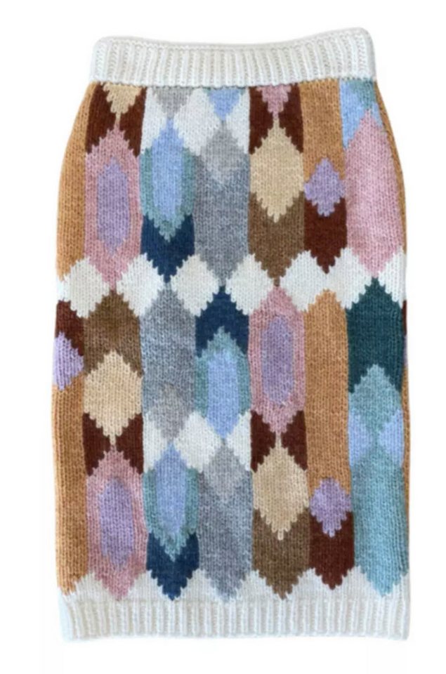 PRADA Karorock Shetland Midi Strickrock Handmade in Italy Strukturierter Echtes Shetland-Strickmaterial, grob strukturiert von PRADA