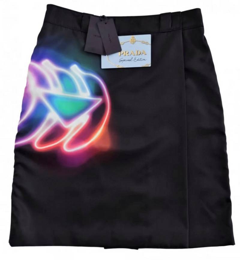 PRADA Midirock Neon Damen Rock Minirock A-Linie Techno Limited Edition Mit Prada-Dreieckslogo robust, formstabil, knitterarm von PRADA