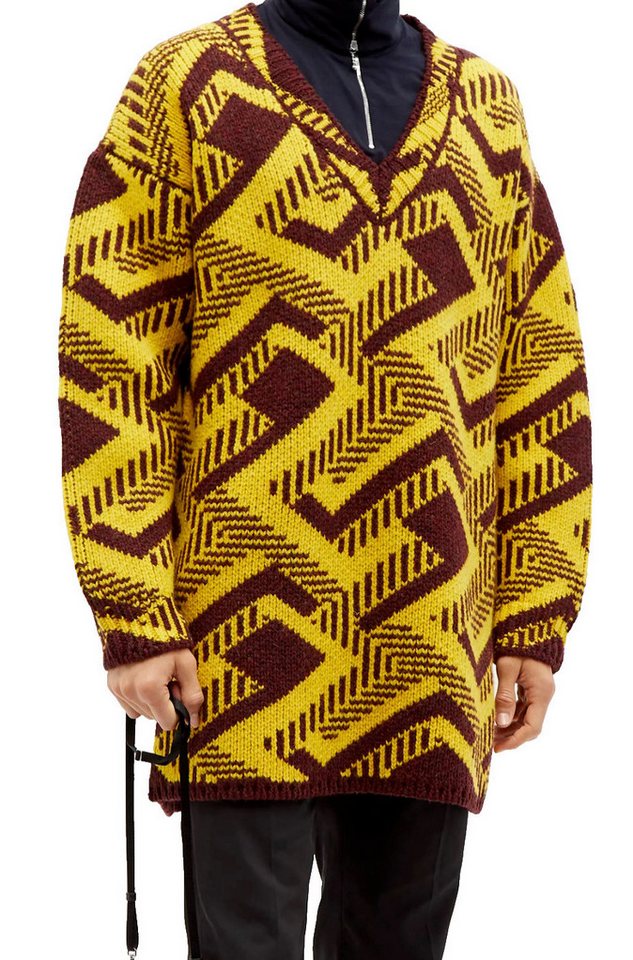 PRADA Strickpullover Oversized V-neckShetland Jumper Wurde in Italien vollständig aus Wolle gefertigt von PRADA