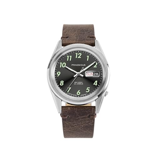 PRAESIDUS Rec Spec 38 mm Herren-Militäruhr, NH36 Automatik-Armbanduhr, 50 m wasserdicht, Felduhr mit Leder/Gummi/Canvas-Armband mit Khakibraun/OG und weißem Sonnenstrahl-/Popcorn-Zifferblatt, OG PRAESIDUS Rec Spec 38 mm Herren-Militäruhr, NH36 Automatik-Armbanduhr, 50 m wasserdicht, Felduhr mit Leder/Gummi/Canvas-Armband mit Khakibraun/OG und weißem Sonnenstrahl-/Popcorn-Zifferblatt, OG von PRAESIDUS