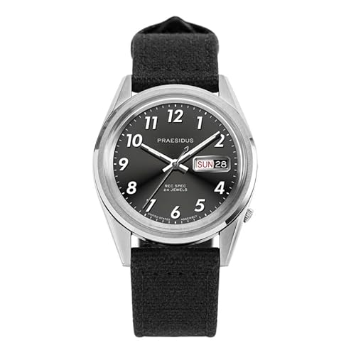 PRAESIDUS REC SPEC WHITE SUNRAY Automatik Stahl Schwarz Leder Weiß Herrenuhr, Schwarz , Armband von PRAESIDUS