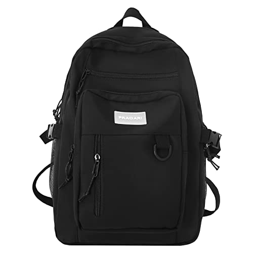 PRAGARI Großer Schulrucksack, Laptop, Reisen, Handgepäck-Rucksack, niedlich, leicht, College für Damen, Herren, Studenten, Schwarz, Freizeit, Mode, Reisen, Klettern, Wandern, Studenten, Arbeit von PRAGARI