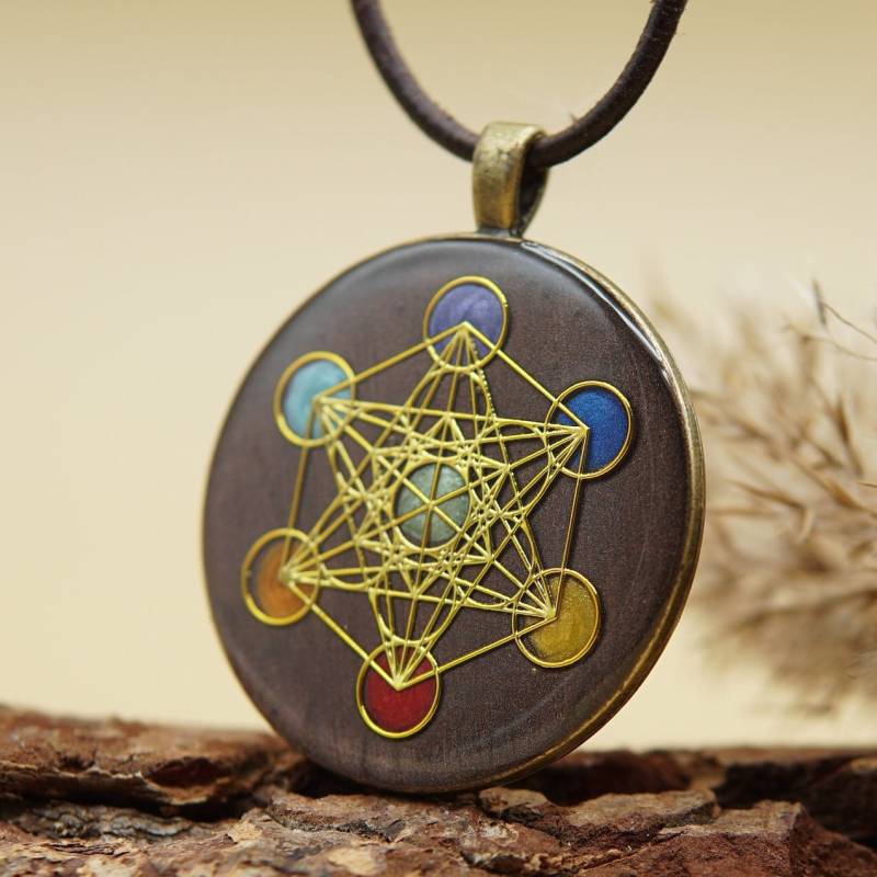 Metatron-Symbol Orgonit Amulett - Energieanhänger Mit Heiliger Geometrie, Chakra-Farben Für Lichtarbeit, Schutz Und Spirituelle Balance von PRANAYUNA