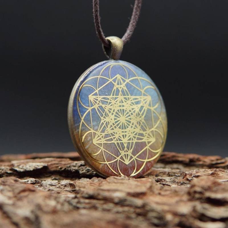 Orgonit Amulett Mit Metatron Symbol - Heilige Geometrie Talisman Schmuck Energieanhänger Für Schutz & Spiritualität All Chakra von PRANAYUNA