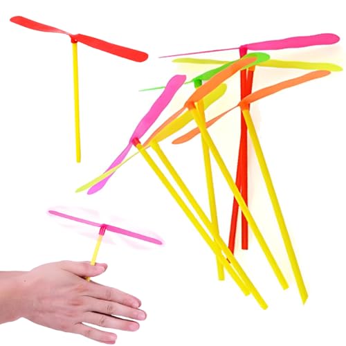 PRAOFRT 10 Stück Propeller spielzeug kinder, Plastik propellerspiel,Propeller Fliegende Untertasse für Kinder Pull String Flying Saucers Libelle Spielzeug Flying Disc Spielzeug(Farbe Zufällig) von PRAOFRT