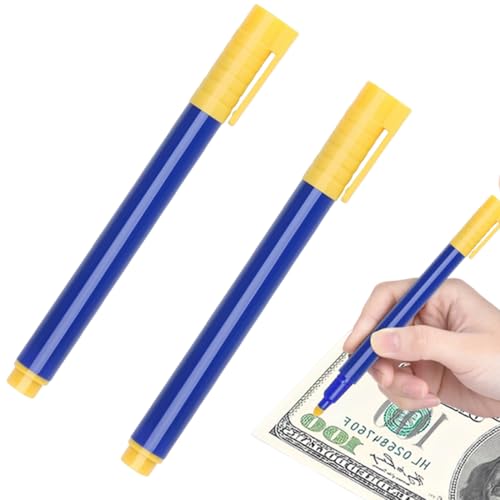 PRAOFRT 2 Stück Geldscheinprüfer Stift,falschgeld prüfer,Geldscheinsprüfer Stift als Geldscheintester,geldscheine prüfer,Gefälschte Geldscheine, Tester Geldscheinsprüfer für US-Dollar, Euro, Pfund von PRAOFRT