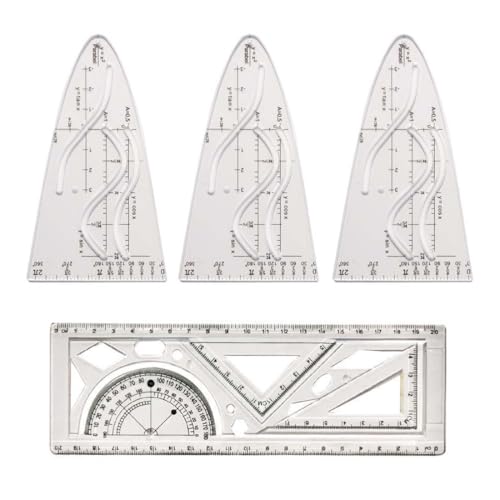 PRAOFRT 3 Stück Parabelschablone Mathe+1 Stück geometrie lineal set Für Studenten Büro Designer Malerei von PRAOFRT