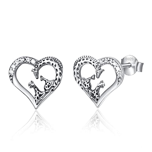 Giraffe Ohrringe Familie Schmuck für Mutter Tochter 925 Sterling Silber Tier Ohrstecker Anhänger Frauen Geschenke für Damen Mädchen von PRAYMOS