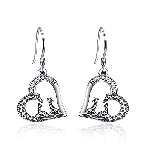 PRAYMOS Giraffen Ohrringe Creolen für Mädchen 925 Sterling Silber Giraffe Ohrstecker Geschenke Schmuck für Mutter Tochter Damen Ohrhänger(C-Giraffe Ohrringe) von PRAYMOS