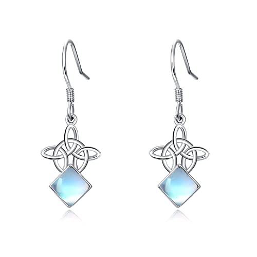 Ohrringe Silber 925 Hängend Regenbogen Mondstein Ohrringe Hängend Ovale 925 Sterling Silber für Damen Teen mit Schmuck Ohrringe Geschenkbox von PRAYMOS