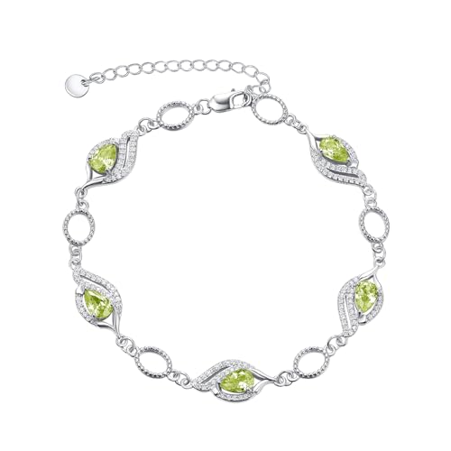 PRAYMOS August Birthstone Armbänder für Frauen Mutter Mutter Großmutter Sterling Silber Frauen Armbänder Birne Form Armband Peridot Birthstone Schmuck Geschenke von PRAYMOS