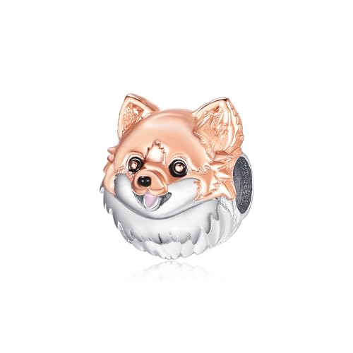 PRAYMOS Corgi Hunde Charm 925er Sterlingsilber Tiergeschenke süßer Welpenschmuck Hunde Charms für selbstgemachte Armbänder von PRAYMOS
