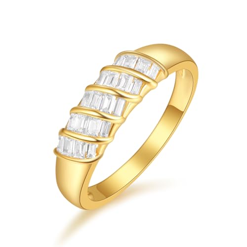 PRAYMOS Daumenring mit 14 Karat Vergoldung Croissant gedreht Siegelring Biene klobiger Kuppelring Stapelring für Frauen Statement-Ehering Größe 7 bis 9 (Gold Croissant Ring, 7) von PRAYMOS