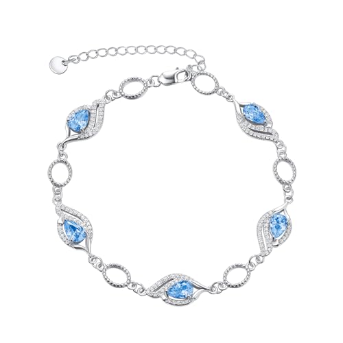 PRAYMOS Dezember Birthstone Armbänder für Frauen Mom Mutter Großmutter Sterling Silber Frauen Armbänder Birne Form Armband rosa Birthstone Schmuck Geschenke von PRAYMOS