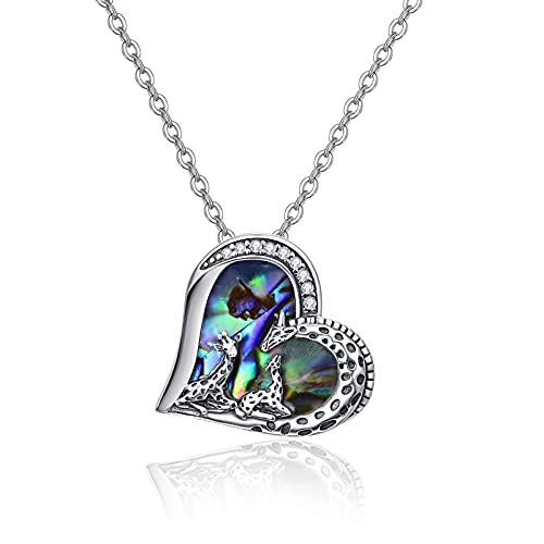 PRAYMOS Giraffe Halskette Giraffe Familie Schmuck für Mutter Tochter 925 Sterling Silber Tier Anhänger Halsketten Frauen Geschenke für Damen Mädchen von PRAYMOS