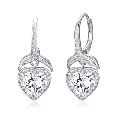 PRAYMOS Herz Ohrringe Damen Ohrringe Silber 925 April Geburtsstein Herz Creolen Ohrringe Silber Ohrringe von PRAYMOS