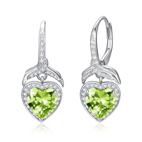 PRAYMOS Herz Ohrringe Damen Silber 925 August Geburtsstein Creolen von PRAYMOS