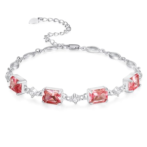 PRAYMOS Januar Birthstone Armbänder für Frauen Mom Mother's Grandma Sterling Silber Frauen Armbänder Baguette Armband Birthstone Jewelry Geschenke von PRAYMOS