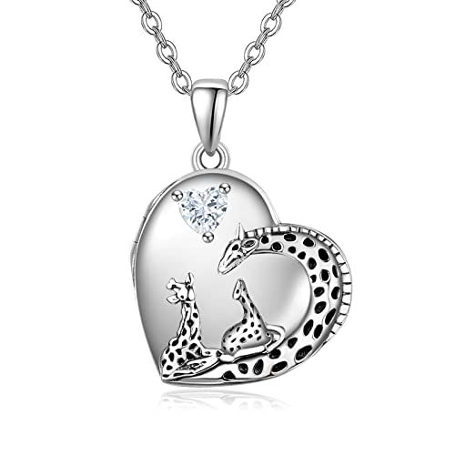PRAYMOS Medaillon Silber 925 zum öffnen Halskette für Frauen 925er Sterlingsilber Giraffen Herz Anhänger Foto Halskette mit Bild Schmuck Geschenke für Frauen Mädchen Tochter PRAYMOS Medaillon Silber 925 zum öffnen Halskette für Frauen 925er Sterlingsilber Giraffen Herz Anhänger Foto Halskette mit Bild Schmuck Geschenke für Frauen Mädchen Tochter von PRAYMOS