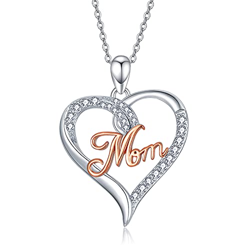 PRAYMOS Mama Herz Halskette 925 Sterling Silber Mutter Anhänger Mom Sohn Kette Schmuck Geburtstag Geschenke für Damen Frauen Mädchen Herren Jungen von PRAYMOS