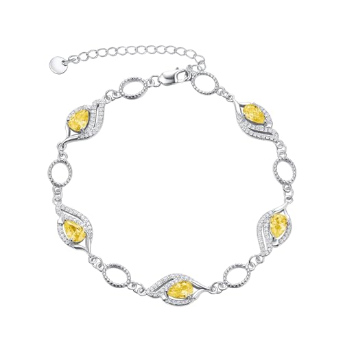 PRAYMOS Oktober Birthstone Armbänder für Frauen Mom Mother's Oma Sterling Silber Frauen Armbänder Birne Form Armband rosa Birthstone Schmuck Geschenke von PRAYMOS