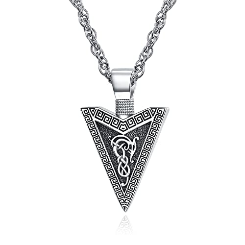 PRAYMOS Pfeilspitze Halskette für Herren 925 Sterling Silber Wikinger Pfeil Amulett Anhänger Personalisierter Schmuck Geburtstag Weihnachts Geschenk für Männer, 20+2in Edelstahlkette von PRAYMOS