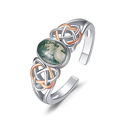 Moos Achat Ring für Frauen 925 Sterling Silber Blatt Moosachat Verlobung Hochzeit Versprechen Ringe Schmuck Geschenk für Damen Mädchen von PRAYMOS