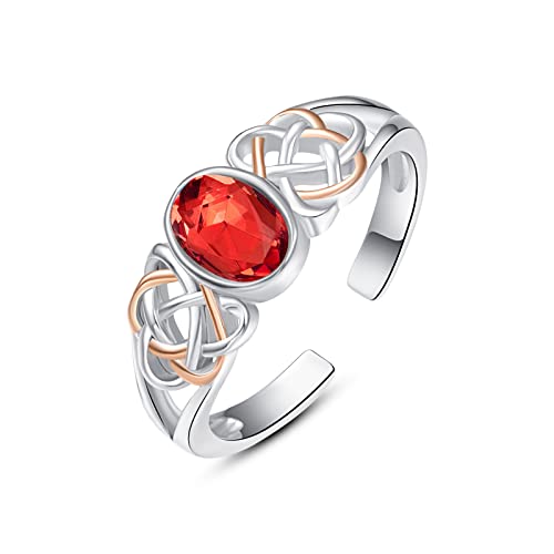 Roter Granat Ring mit Geburtsstein für Januar 925er Sterlingsilber offener Edelsteinring für Mädchen zierliche Verlobungsringe für Frauen von PRAYMOS