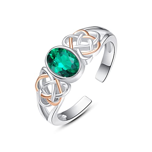 925 Sterling Silber Geburtssteinringe für Frauen Mädchen Oval Solitär Halo Offene Bänder Zirkonia Ringe Einstellbare Größe von PRAYMOS