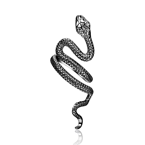 PRAYMOS Schlangenring 925 Sterlingsilber Einstellbarer Rings Bohemia Schlangen Ring Stapelbare Band Punk für Frauen Damen Herren Männer Unisex Schmuck von PRAYMOS